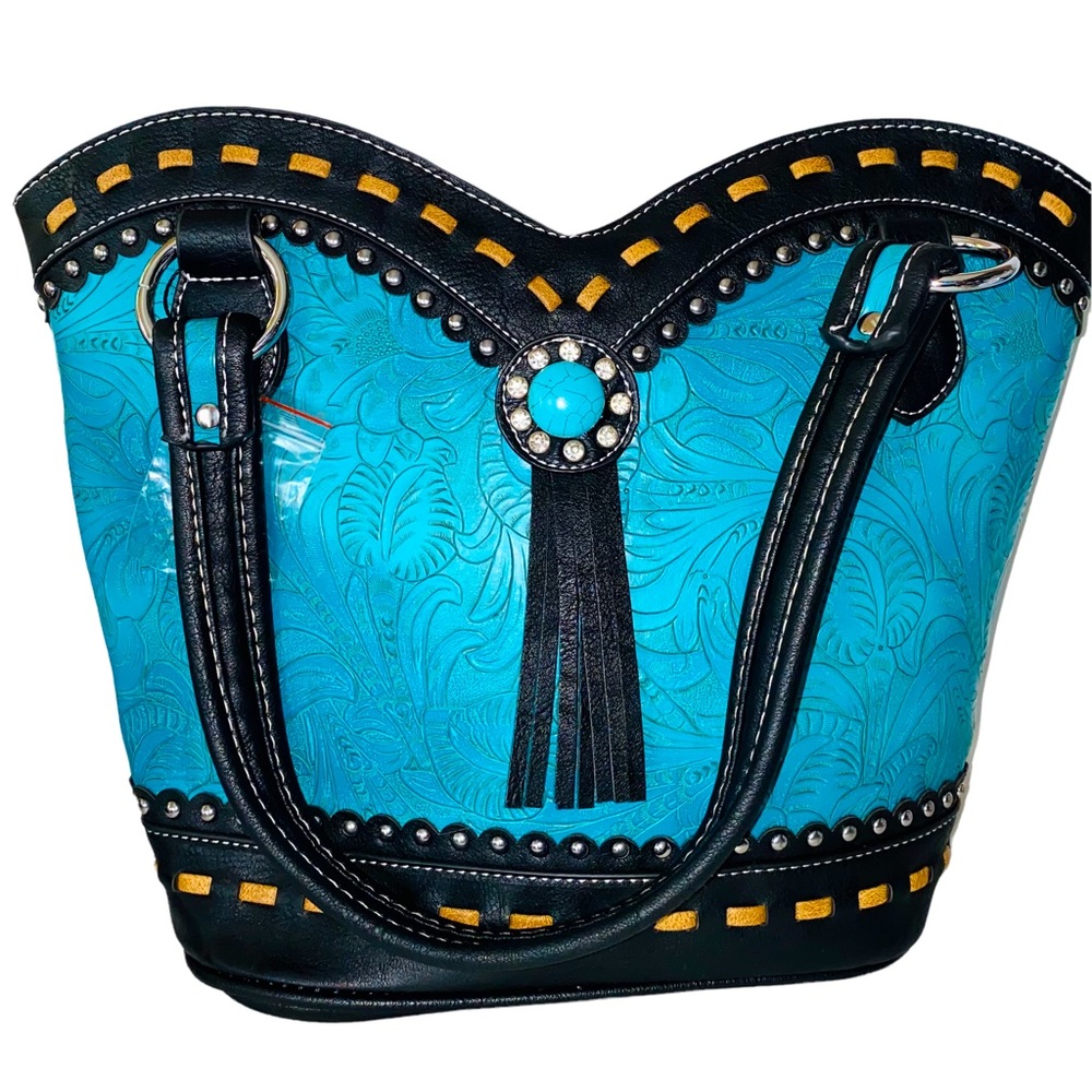 Beautiful turquoise western style purse cool design